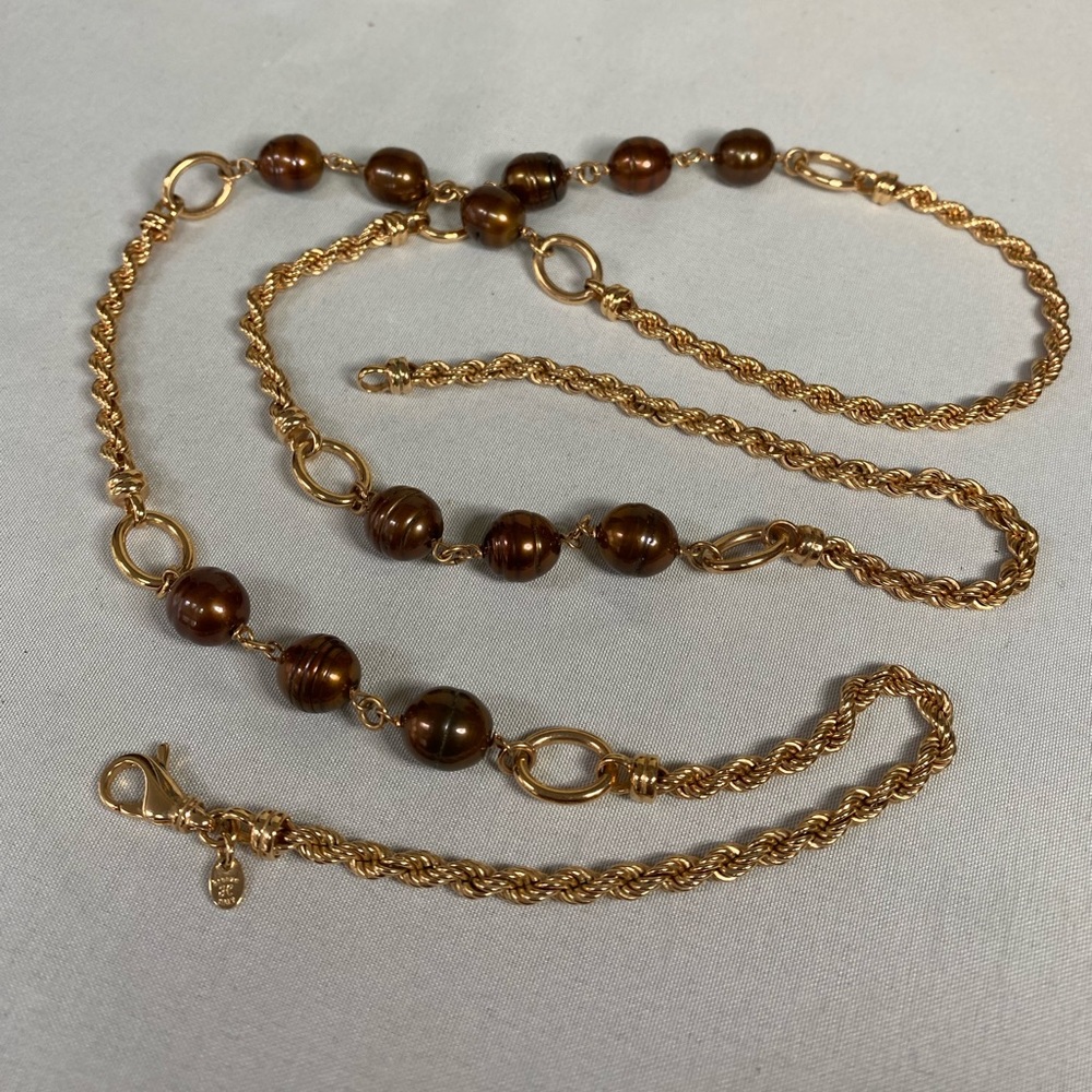 Gorgeous Bronze H Italy freshwater Pearl necklace - Picture 7 of 8